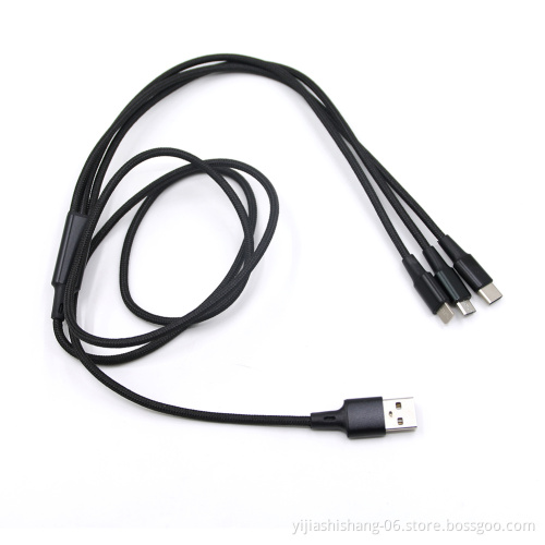 Yijiashishang Hot Selling 3 in 1 USB Fast Charging Cable Universal Multifunction Cell Phone Charger Cord